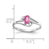 14k White Gold 5x3mm Oval Pink Sapphire and AA Diamond Ring