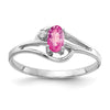 14k White Gold 5x3mm Oval Pink Sapphire and A Diamond Ring