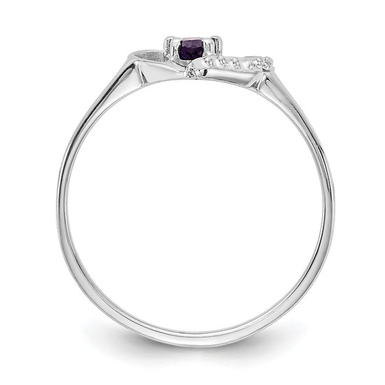 14k White Gold Polished .01ct. Diamond & 5x3 Pear Gemstone Heart Ring Mount