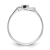 14k White Gold Polished .01ct. Diamond & 5x3 Pear Gemstone Heart Ring Mount