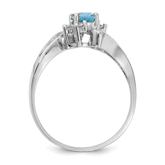 14k White Gold Polished .06ct. Diamond & 6x4 Oval Gemstone Filigree Ring Mo