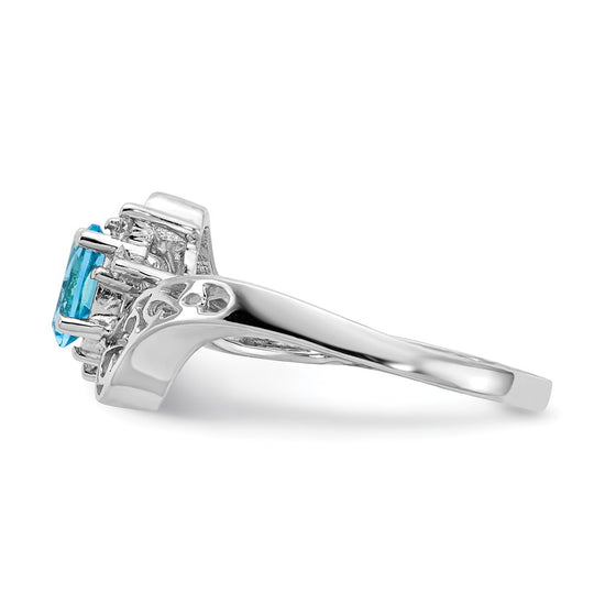 14k White Gold Polished .06ct. Diamond & 6x4 Oval Gemstone Filigree Ring Mo