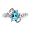 14k White Gold Polished .06ct. Diamond & 6x4 Oval Gemstone Filigree Ring Mo