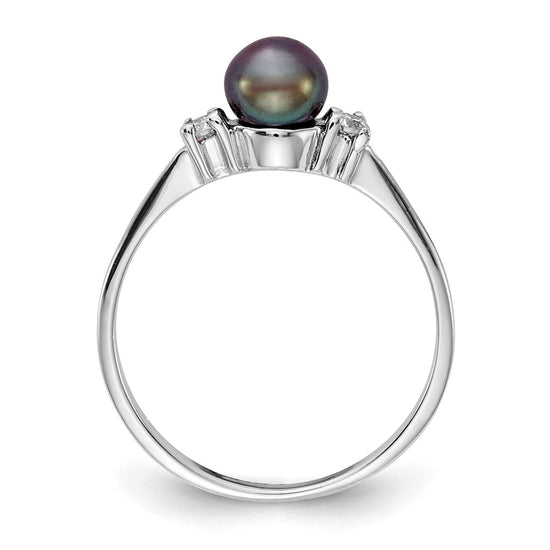 Gold Polished Freshwater Pearl and Diamond Rings