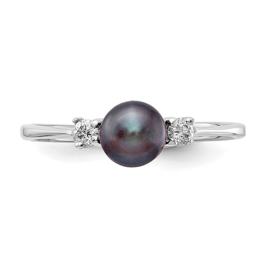 Gold Polished Freshwater Pearl and Diamond Rings