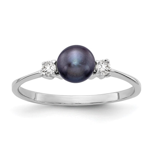 Gold Polished Freshwater Pearl and Diamond Rings