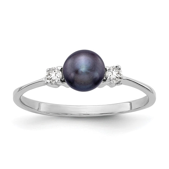 Gold Polished Freshwater Pearl and Diamond Rings