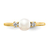 14k 5mm White Freshwater Cultured Pearl and 1/15 carat AAA Diamond Ring