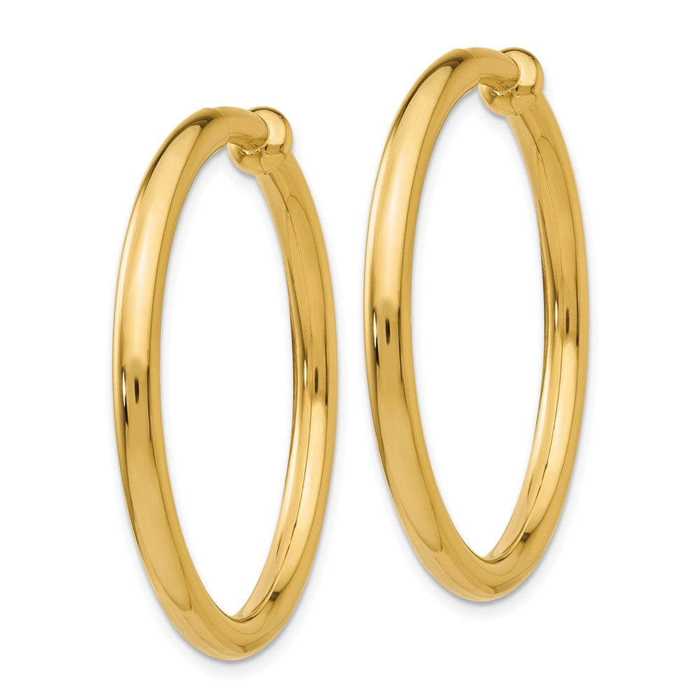14k 3x30mm Polished Tube Hoop Non-pierced Earrings