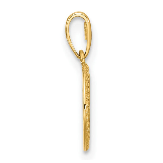 14K Polished with Rope Edge .009mm Thickness Engravable Round 9.9mm Disc Charm