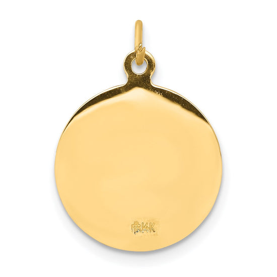 14k Polished and Satin Solid Sacred Heart of Jesus Medal Round Charm