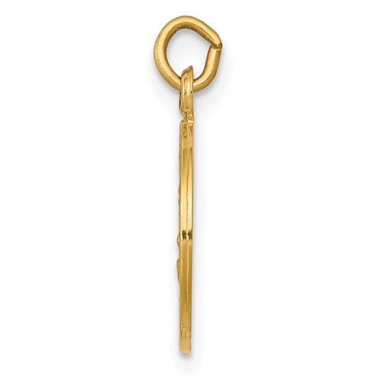 14k Polished and Satin Solid Saint Joseph Medal Round Charm