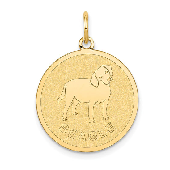14k BEAGLE 20mm Engravable Disc Dog Charm