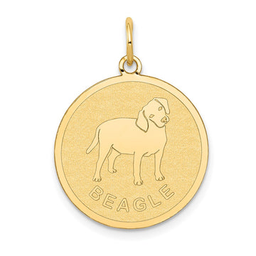 14k BEAGLE 20mm Engravable Disc Dog Charm