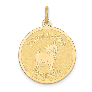 14k YORKSHIRE TERRIER 20mm Engravable Disc Dog Charm