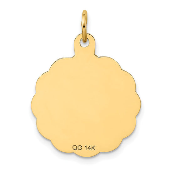 14k Baseball 20mm Engravable on Back Disc Charm