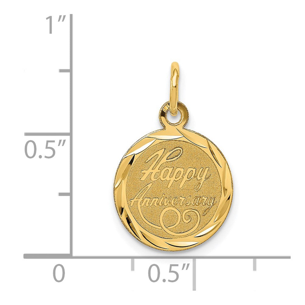 14K HAPPY ANNIVERSARY 13mm Engravable Disc Charm