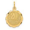 14K 20 ANNIVERSARY 15mm Engravable Disc Charm