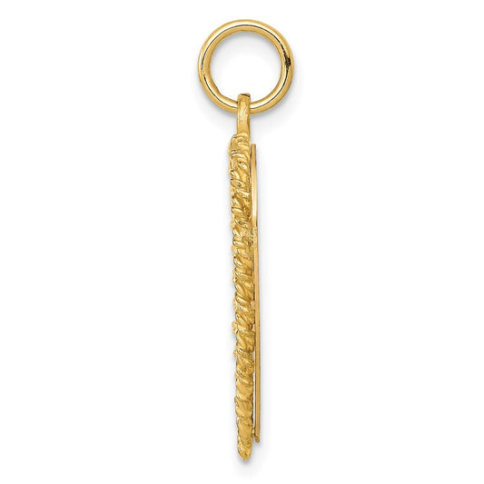 14K 10th ANNIVERSARY 19mm Engravable Rope-Edge Heart Charm