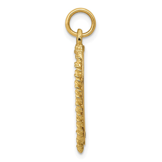 14K 20th ANNIVERSARY 19mm Engravable Rope-Edge Heart Charm