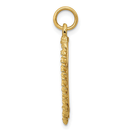 14K 20th ANNIVERSARY 19mm Engravable Rope-Edge Heart Charm