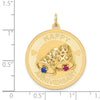 14K HAPPY ANNIVERSARY Blue and Red CZ with Bells 25mm Engravable Disc Charm