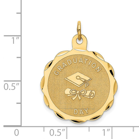 14k GRADUATION DAY with Diploma Engravable Disc Charm