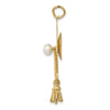 14k Graduation Cap with Freshwater Cultured Pearl and Moveable Tassel Charm