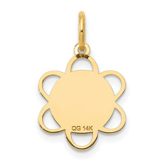 14k Polished and Satin Solid HOLY COMMUNION Scalloped Edge Round Disc Charm