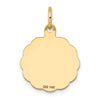 14k Polished and Satin Solid HOLY COMMUNION Scalloped Edge Round Disc Charm