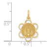 14k Polished MY CONFIRMATION with Dove Scalloped Edge Round Charm