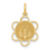 14k Polished MY CONFIRMATION with Dove Scalloped Edge Round Charm