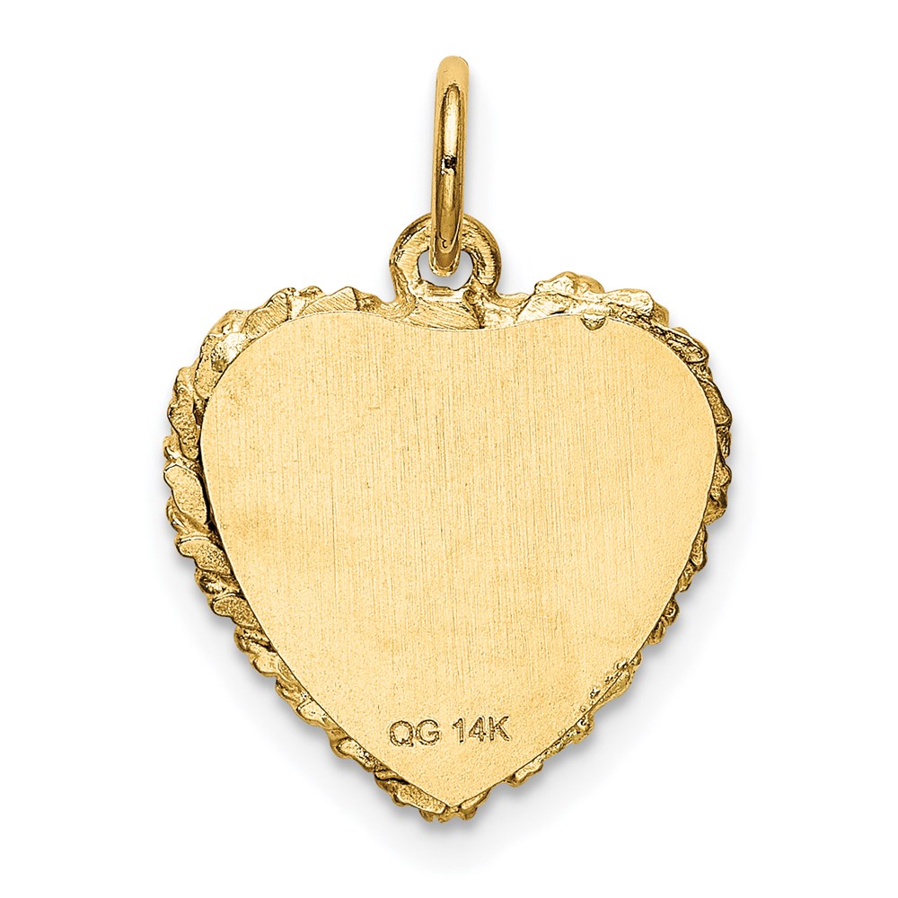 14K SWEET 16 Engravable 15mm Heart Charm