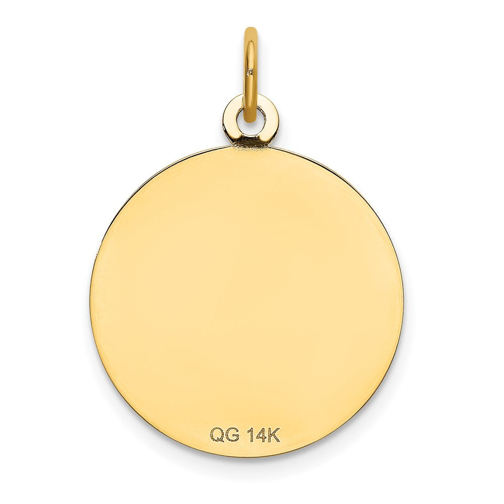 14k HAPPY BIRTHDAY with Red CZ Flower 19mm Engravable Disc Charm