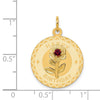 14k HAPPY BIRTHDAY with Red CZ Flower 19mm Engravable Disc Charm