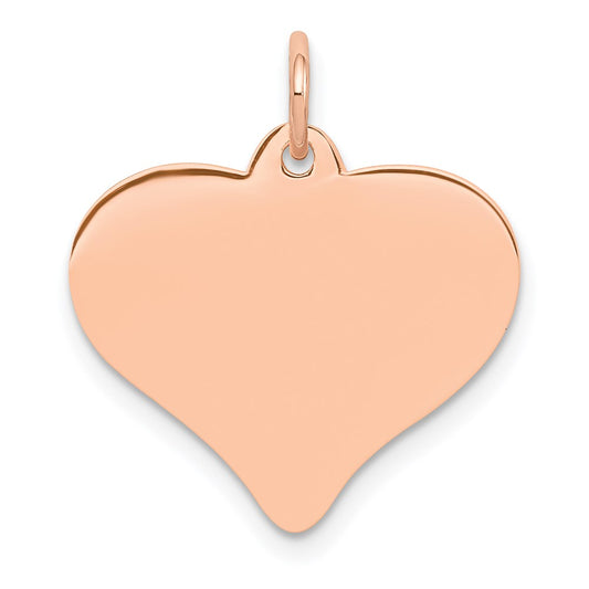 14K Rose Gold Polished Engravable 18mm Heart Disc Pendant