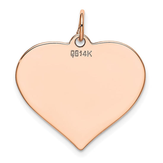 14K Rose Gold Polished Engravable 24mm Heart Disc Pendant