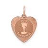 14k Rose Gold HOLY COMMUNION Heart Disc Charm
