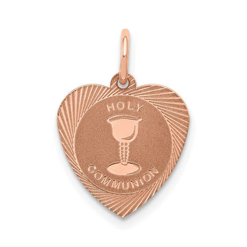 14k Rose Gold HOLY COMMUNION Heart Disc Charm