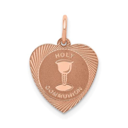14k Rose Gold HOLY COMMUNION Heart Disc Charm