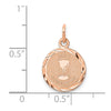14k Rose Gold Polished and Satin Solid HOLY COMMUNION Diamond-cut Edge Round Disc Charm