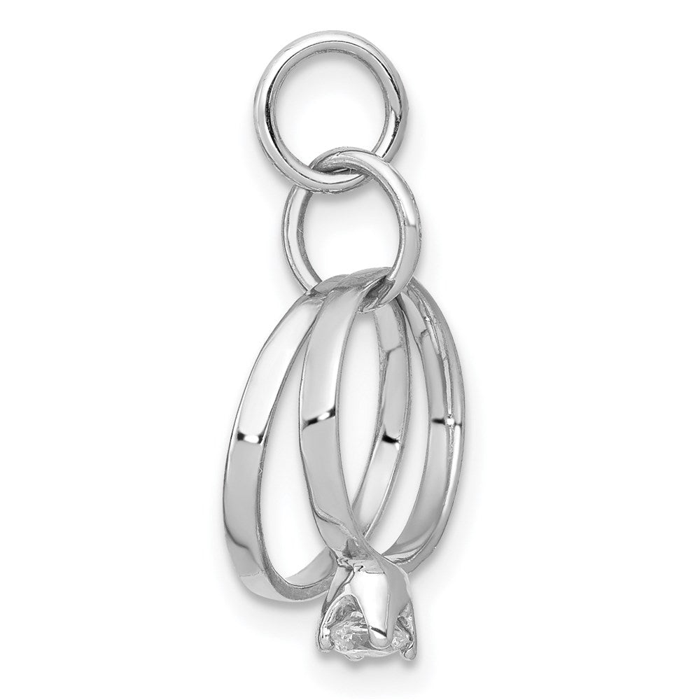Gold Wedding Rings with CZ Charm