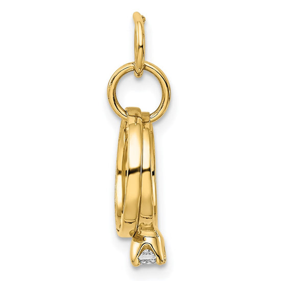 Gold Wedding Rings with CZ Charm