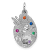 14k White Gold Multi-color CZ Stones Artist Palette Charm