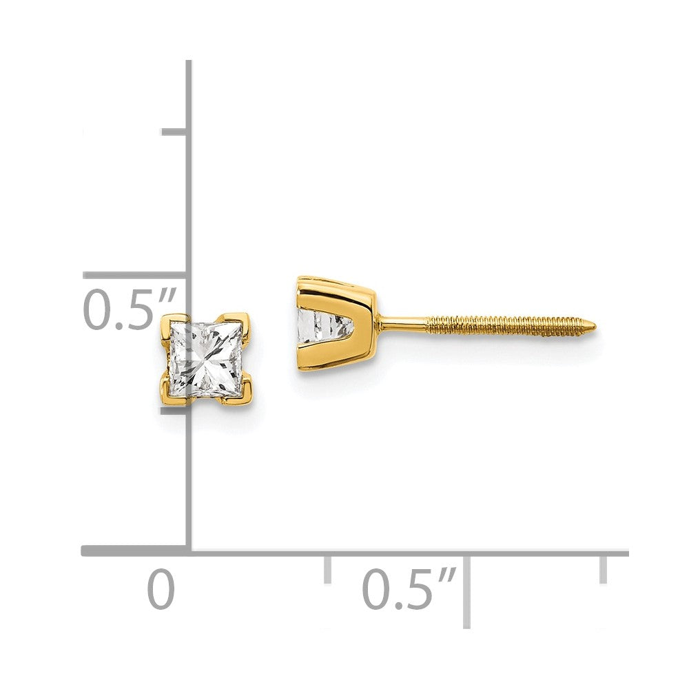 14k Princess-cut Diamond Stud Earrings