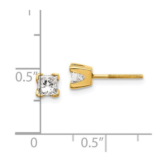 14k Princess-cut Diamond Stud Earrings