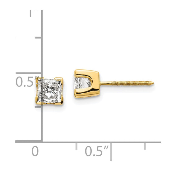 14k Princess-cut Diamond Stud Earrings