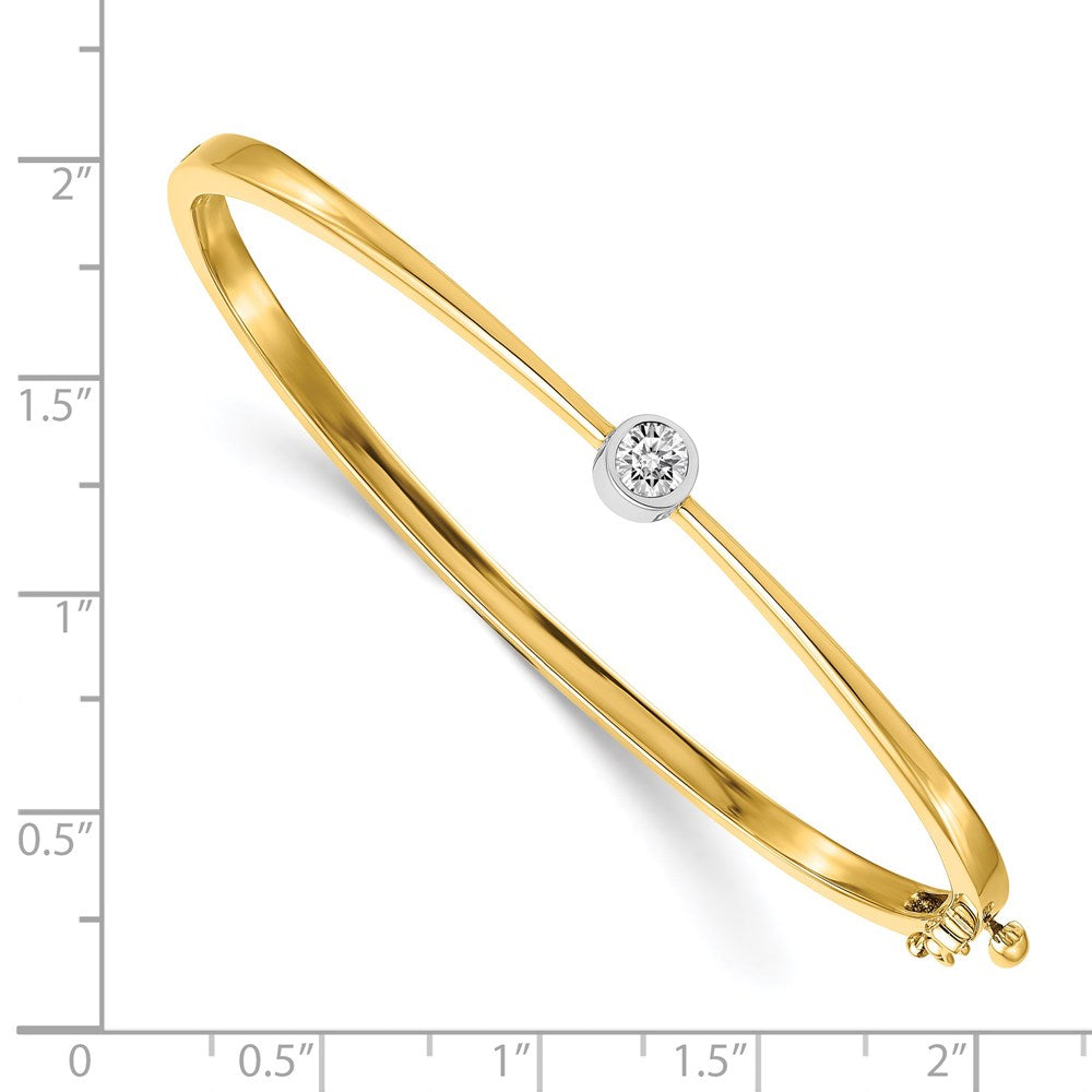 Gold Diamond Solitaire Hinged Bangles