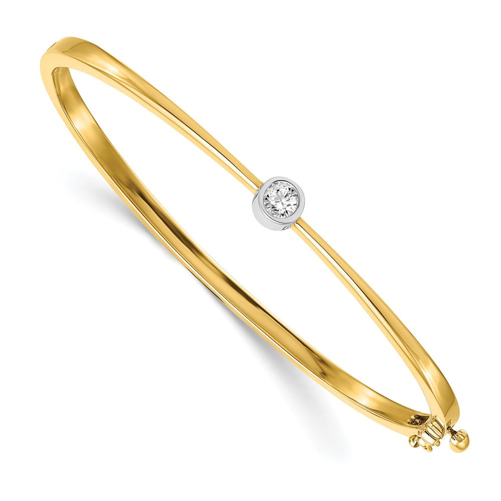 Gold Diamond Solitaire Hinged Bangles