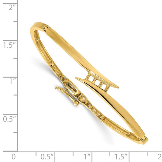 14k Complete 3-Stone 1/4 carat A Diamond Hinged Bangle Bracelet